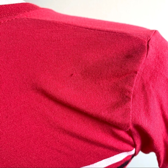 URBAN OUTFITTERS Retro tee Medium Red Pink Black Striped T-shirt 70s style - Picture 5 of 10